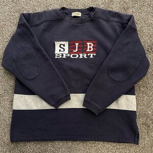 St. John's Bay Navy and Gray Crewneck Sweater
